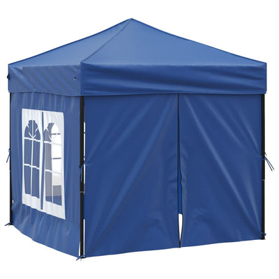 Folding Party Tent with Sidewalls Blue 2x2 m