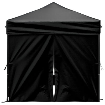 Folding Party Tent with Sidewalls Black 2x2 m