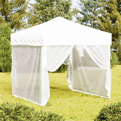 Folding Party Tent with Sidewalls White 2x2 m