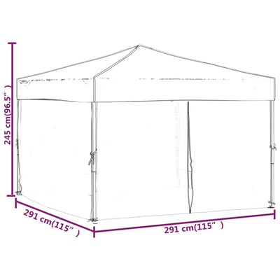 Folding Party Tent with Sidewalls Black 3x3 m