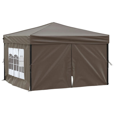 Folding Party Tent with Sidewalls Taupe 3x3 m