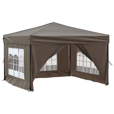 Folding Party Tent with Sidewalls Taupe 3x3 m