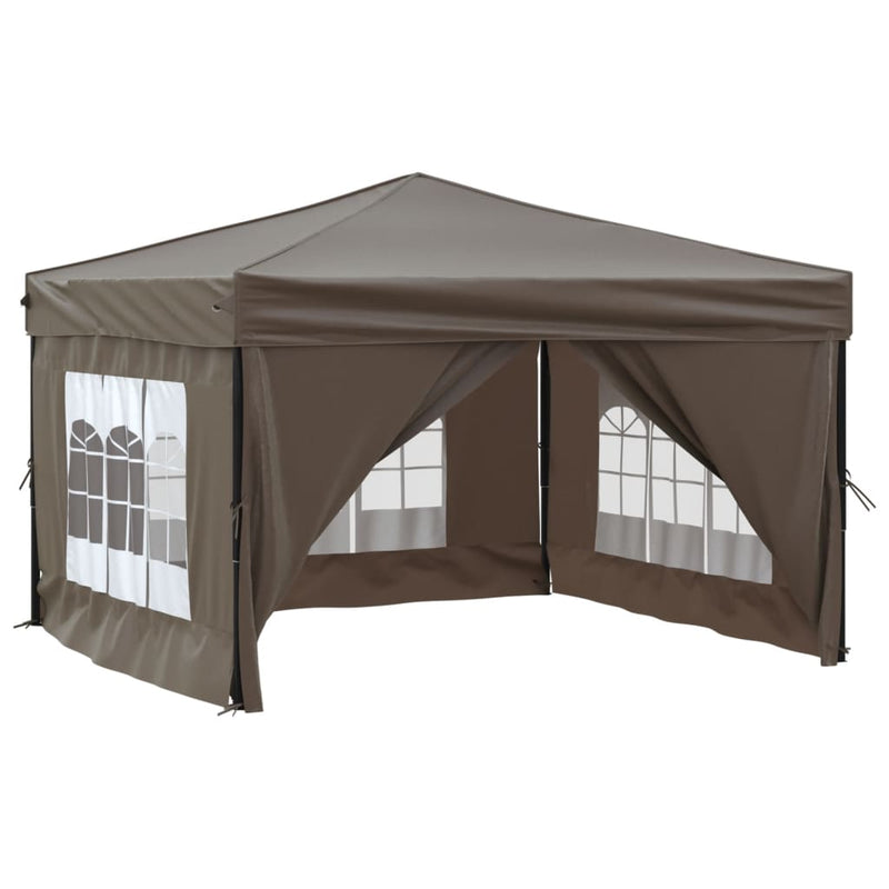 Folding Party Tent with Sidewalls Taupe 3x3 m