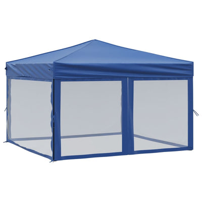 Folding Party Tent with Sidewalls Blue 3x3 m