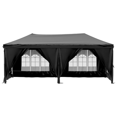 Folding Party Tent with Sidewalls Black 3x6 m