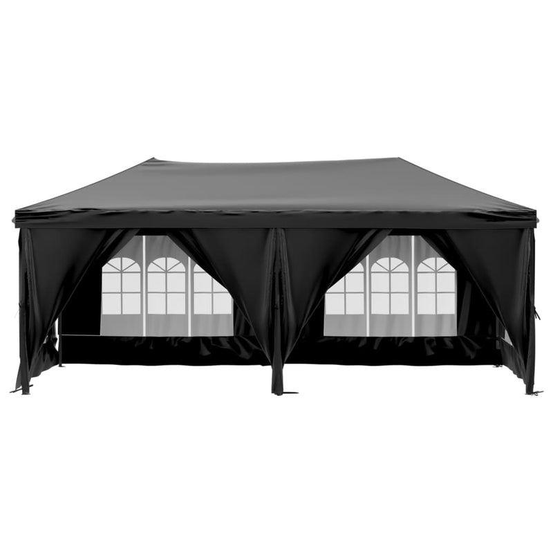 Folding Party Tent with Sidewalls Black 3x6 m