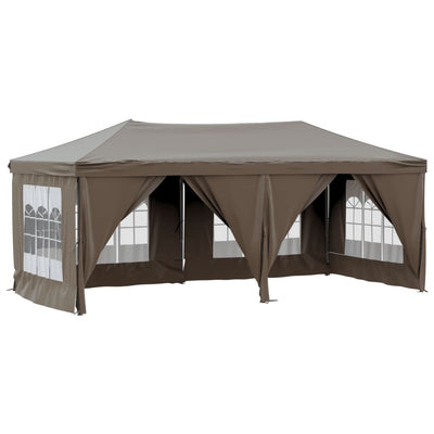 Folding Party Tent with Sidewalls Taupe 3x6 m