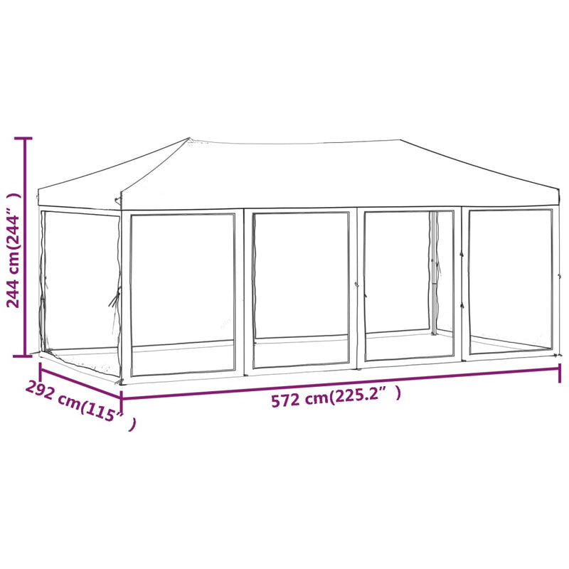 Folding Party Tent with Sidewalls Cream 3x6 m