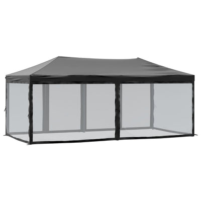 Folding Party Tent with Sidewalls Black 3x6 m