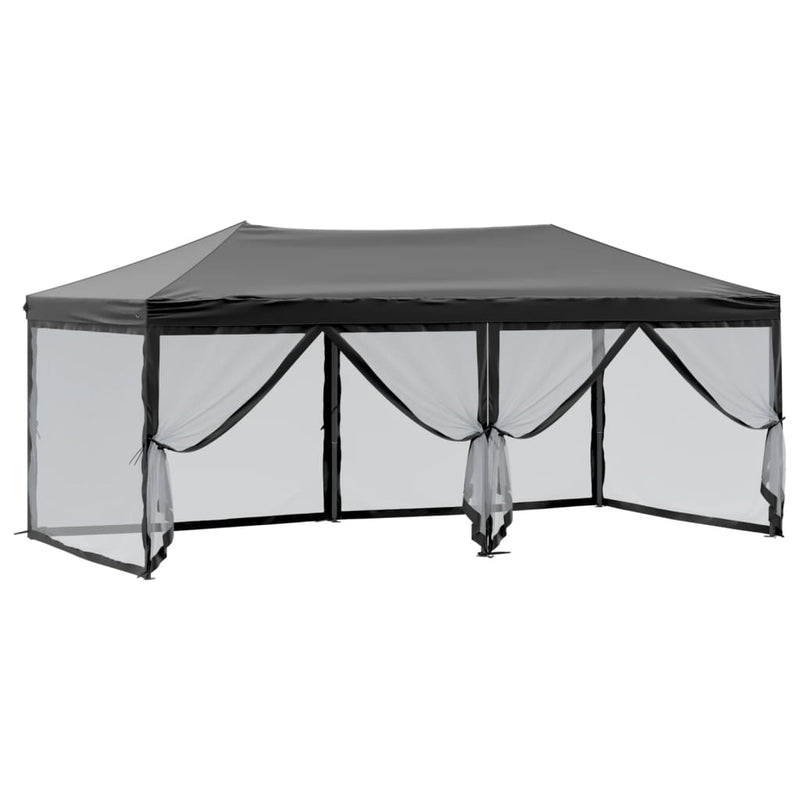 Folding Party Tent with Sidewalls Black 3x6 m