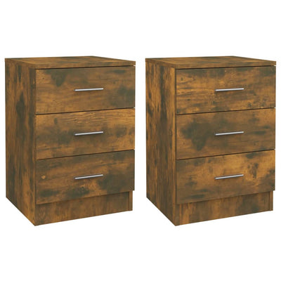 Bedside Cabinets 2 pcs Smoked Oak 38x35x56 cm Engineered Wood