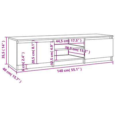 TV Cabinet Grey Sonoma 140x40x35.5 cm Engineered Wood