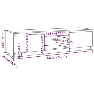 TV Cabinet Brown Oak 140x40x35.5 cm Engineered Wood