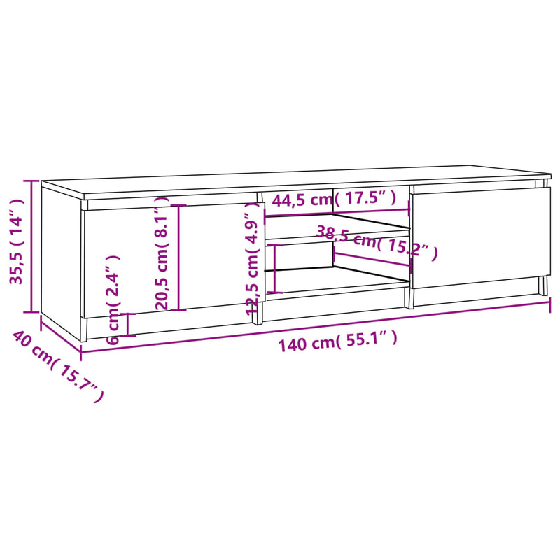 TV Cabinet Brown Oak 140x40x35.5 cm Engineered Wood