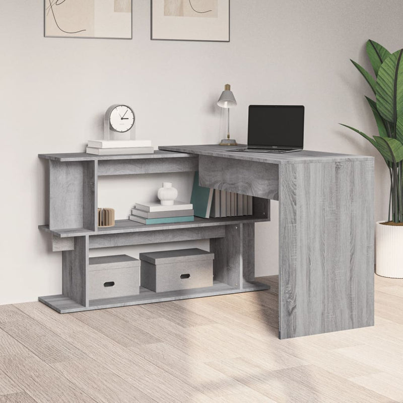 Corner Desk Grey Sonoma 200x50x76 cm Engineered Wood