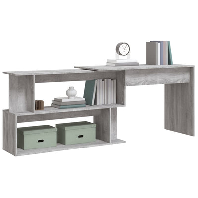 Corner Desk Grey Sonoma 200x50x76 cm Engineered Wood