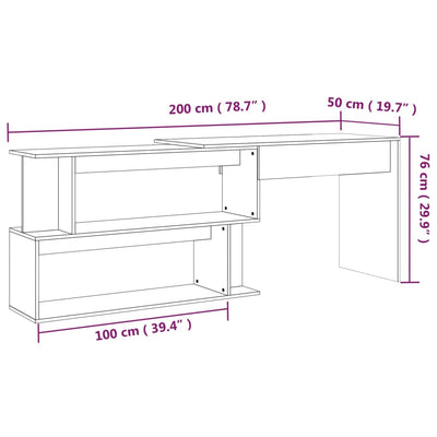 Corner Desk Grey Sonoma 200x50x76 cm Engineered Wood