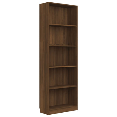 5-Tier Book Cabinet Brown Oak 60x24x175 cm Engineered Wood