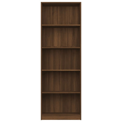 5-Tier Book Cabinet Brown Oak 60x24x175 cm Engineered Wood