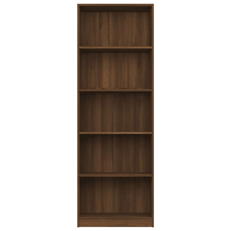 5-Tier Book Cabinet Brown Oak 60x24x175 cm Engineered Wood