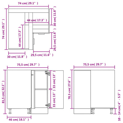 Kitchen Cabinet Brown Oak 75.5x75.5x81.5 cm Engineered Wood