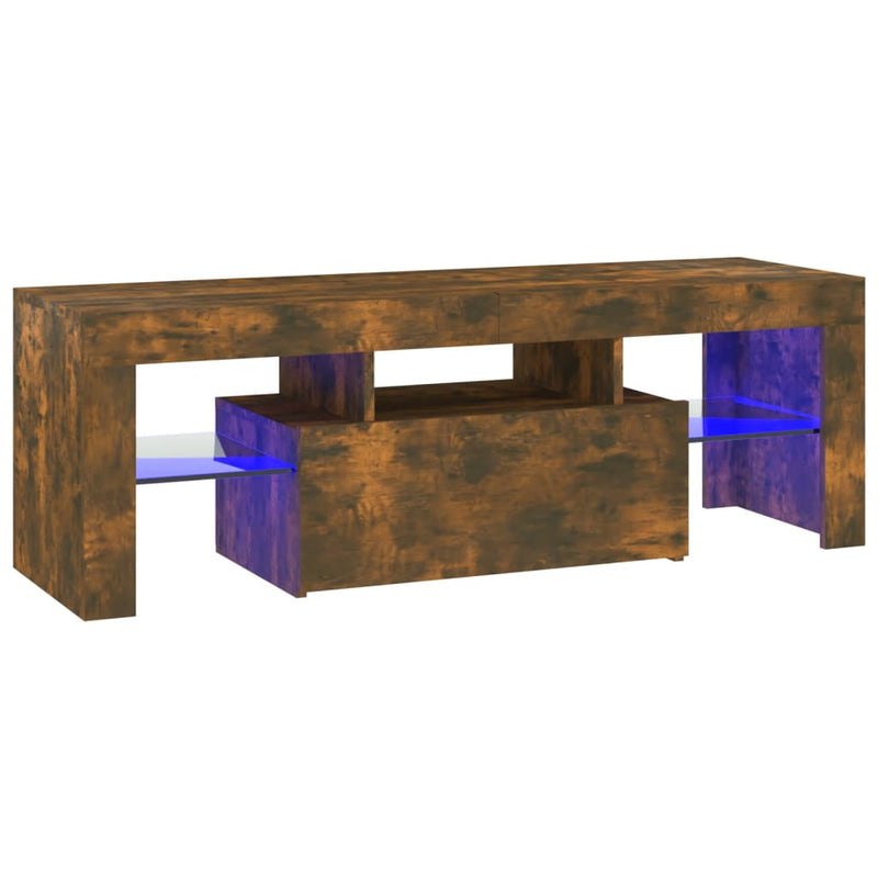 TV Cabinet with LED Lights Smoked Oak 120x35x40 cm