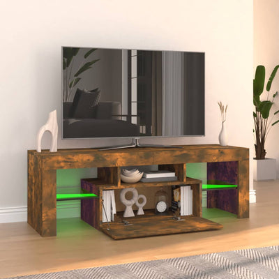 TV Cabinet with LED Lights Smoked Oak 120x35x40 cm