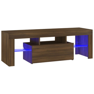 TV Cabinet with LED Lights Brown Oak 120x35x40 cm