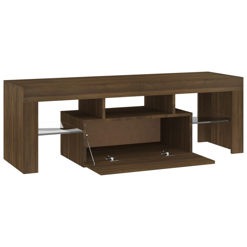 TV Cabinet with LED Lights Brown Oak 120x35x40 cm