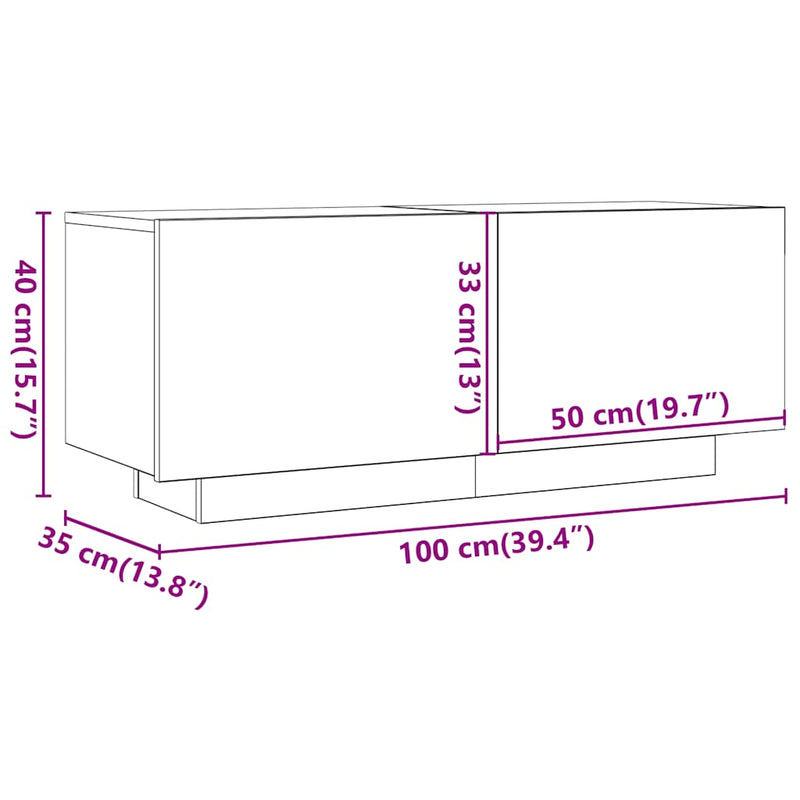 TV Cabinet Brown Oak 100x35x40 cm Engineered Wood