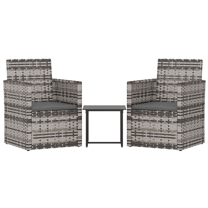 3 Piece Outdoor Lounge Set with Cushions Poly Rattan Grey