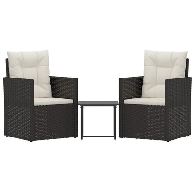 3 Piece Outdoor Lounge Set with Cushions Poly Rattan Black