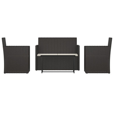 4 Piece Outdoor Lounge Set with Cushions Poly Rattan Black