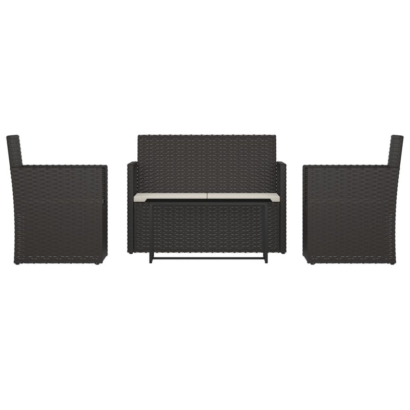 4 Piece Outdoor Lounge Set with Cushions Poly Rattan Black