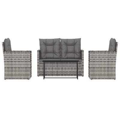 4 Piece Outdoor Lounge Set with Cushions Poly Rattan Grey