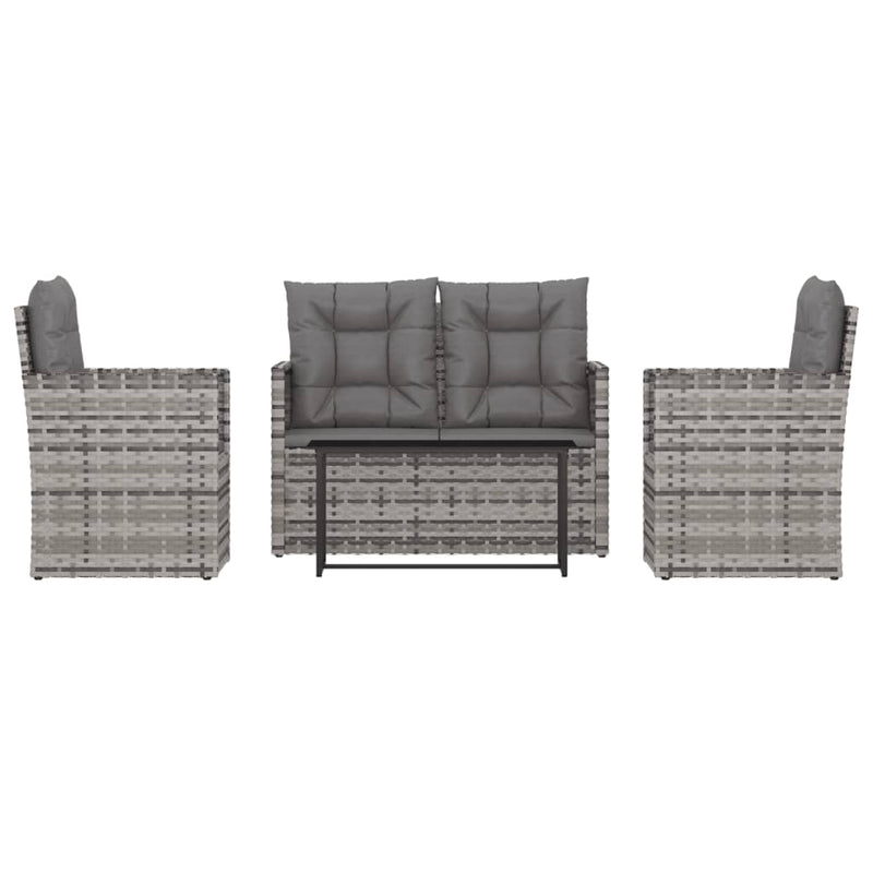 4 Piece Outdoor Lounge Set with Cushions Poly Rattan Grey