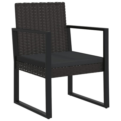 3 Piece Garden Lounge Set with Cushions Black Poly Rattan