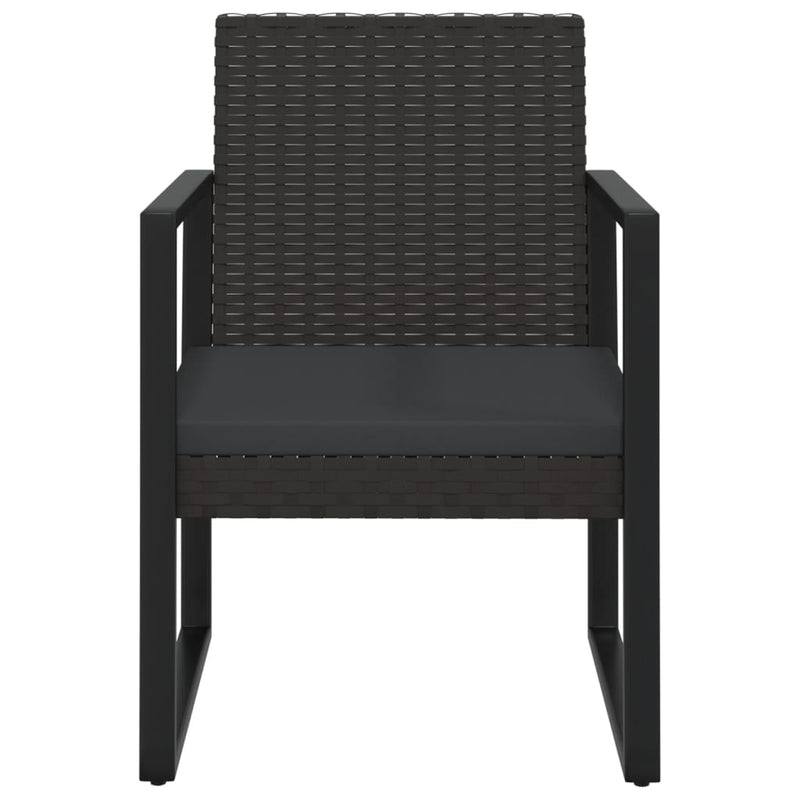 3 Piece Garden Lounge Set with Cushions Black Poly Rattan