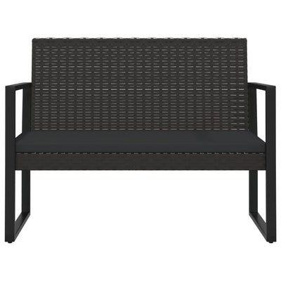 4 Piece Garden Lounge Set with Cushions Black Poly Rattan