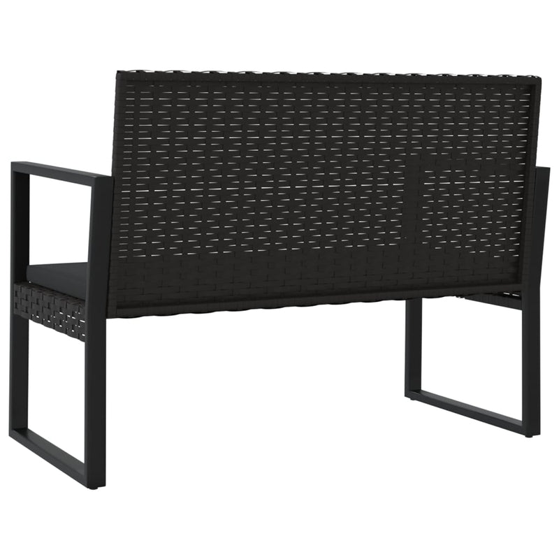 4 Piece Garden Lounge Set with Cushions Black Poly Rattan