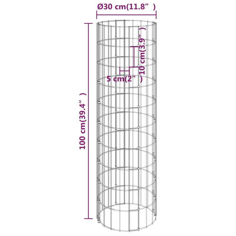 Circular Gabion Pole Galvanised Steel Ø30x100 cm