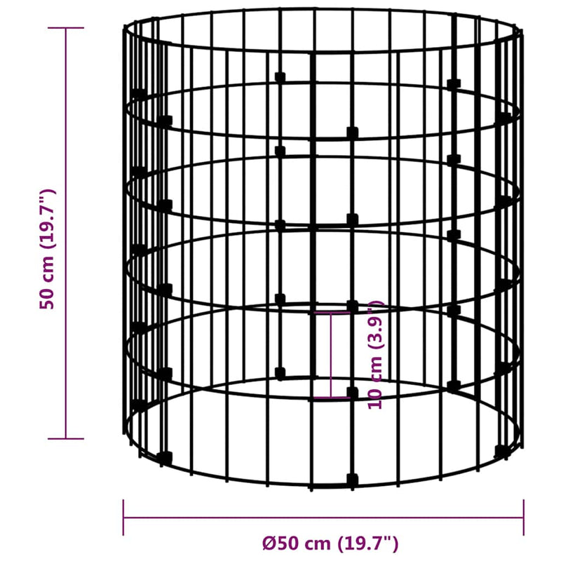 Circular Gabion Pole Galvanised Steel Ø50x50 cm