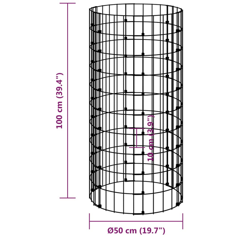 Circular Gabion Pole Galvanised Steel Ø50x100 cm