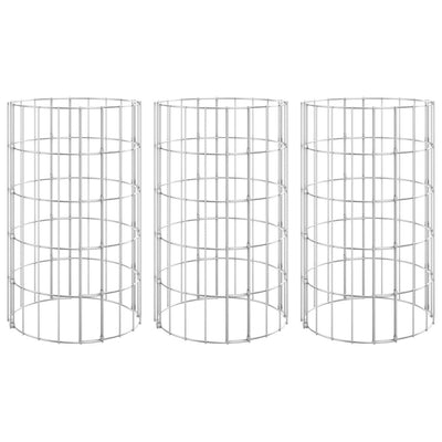 Circular Gabion Raised Beds 3 pcs Galvanised Steel Ø30x50 cm