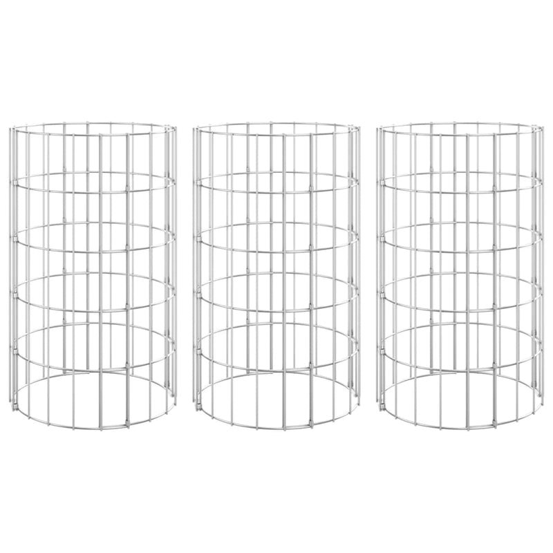 Circular Gabion Raised Beds 3 pcs Galvanised Steel Ø30x50 cm