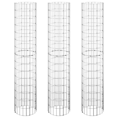 Circular Gabion Raised Beds 3 pcs Galvanised Steel Ø30x150 cm