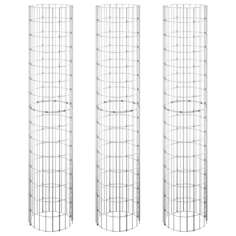 Circular Gabion Raised Beds 3 pcs Galvanised Steel Ø30x150 cm