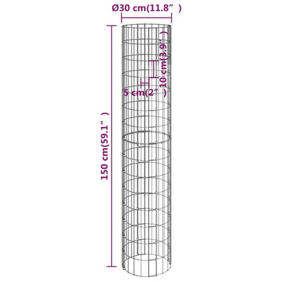 Circular Gabion Raised Beds 3 pcs Galvanised Steel Ø30x150 cm