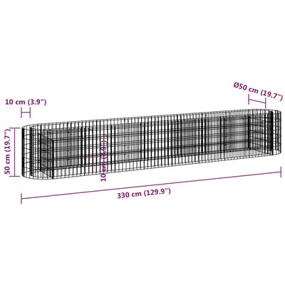 Gabion Raised Bed Galvanised Iron 330x50x50 cm