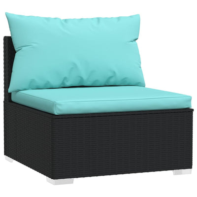 2 Piece Garden Lounge Set with Cushions Poly Rattan Black